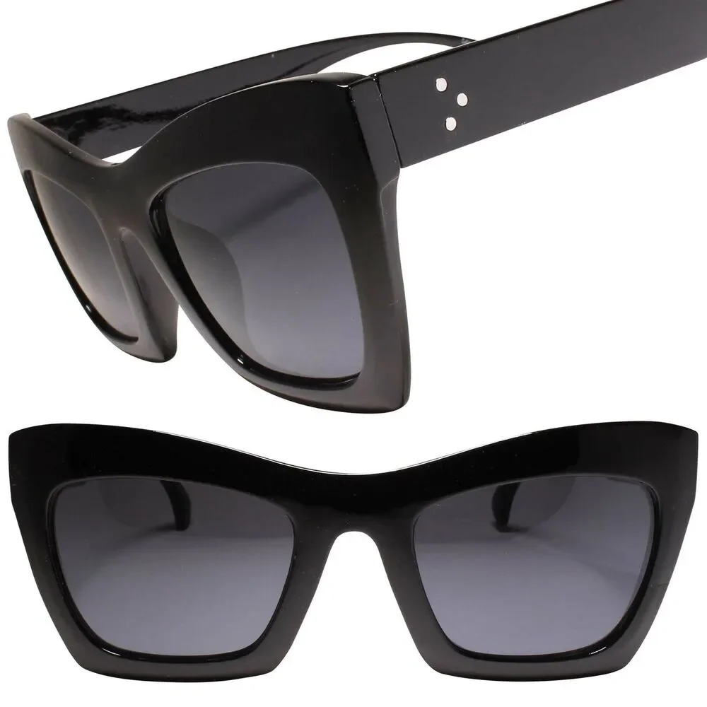 Vintage Bold Oversized Cat Eye Black Sunglasses